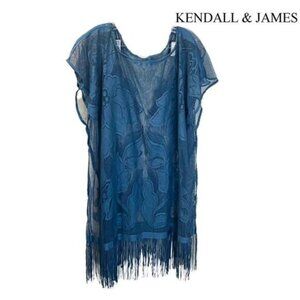 Kendall & James Sheer Pullover Fringe Top Beach Swimwear Coverup‎
